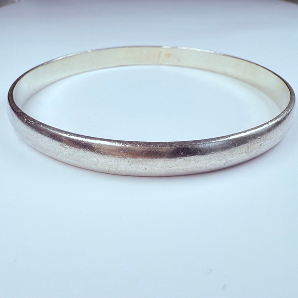Artisan Brutalist Handmade Heavy Solid Sterling Silver 925 Bangle VTG Bracelet - Picture 1 of 8